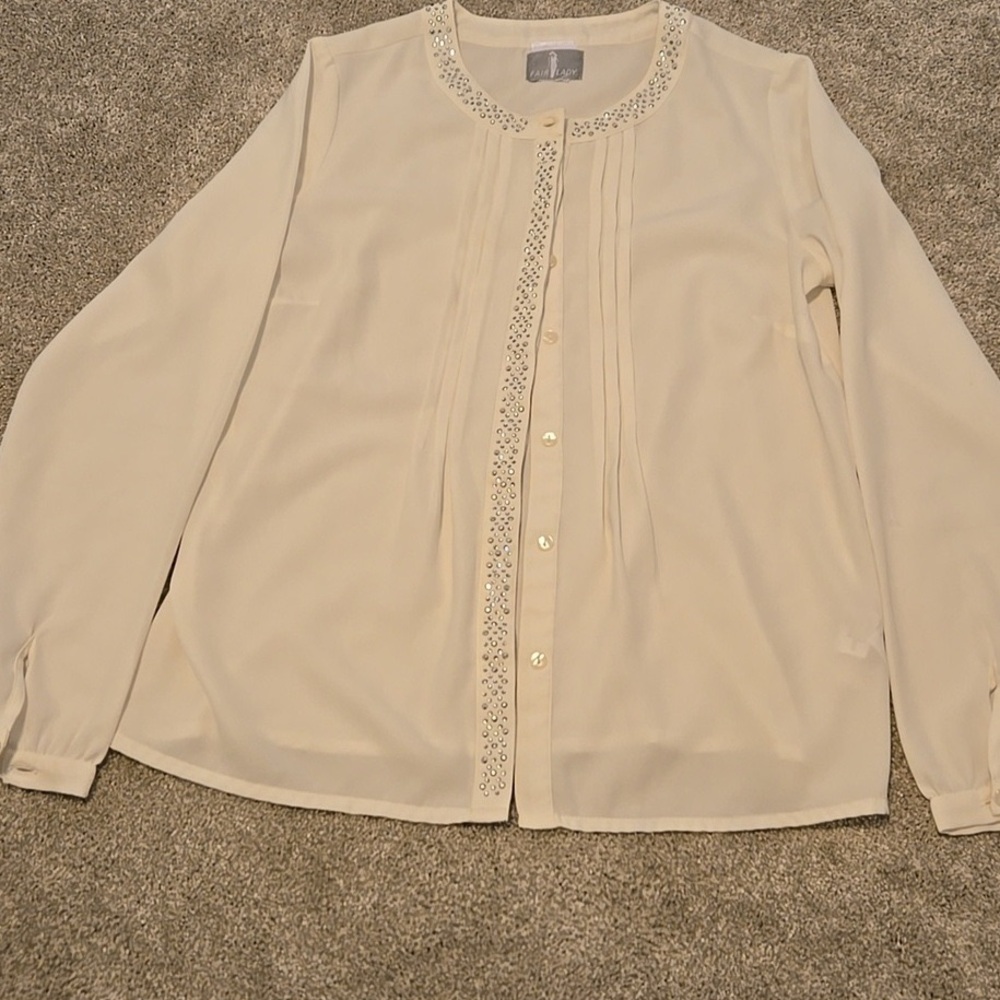 Chic Cream Button Down Women's Shirt